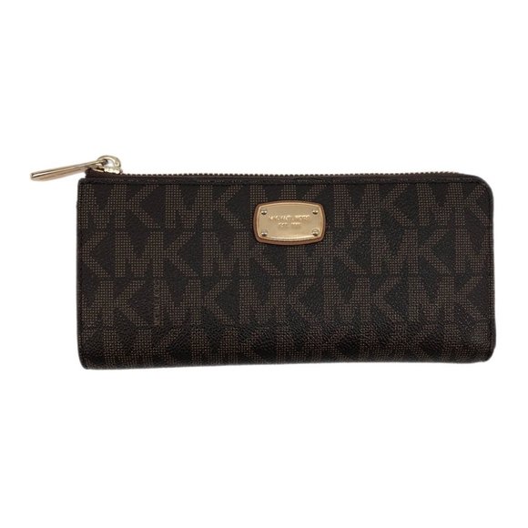 Michael Kors Handbags - Michael Kors Brown Leather Zip-Around Wallet | Mini Size